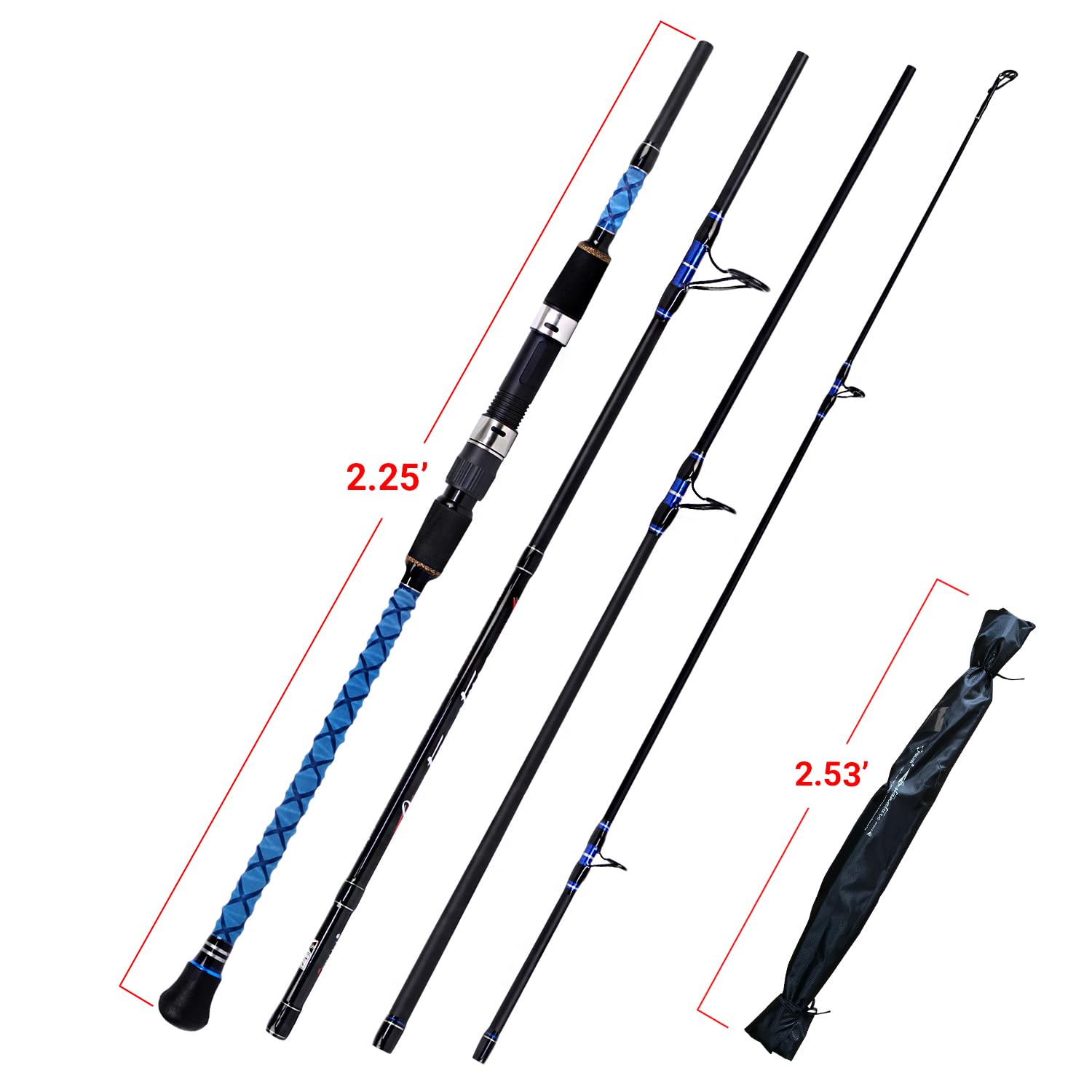 Amazon.co.jp: Fiblink サーフ スピニング 釣り竿 カーボン トラベル